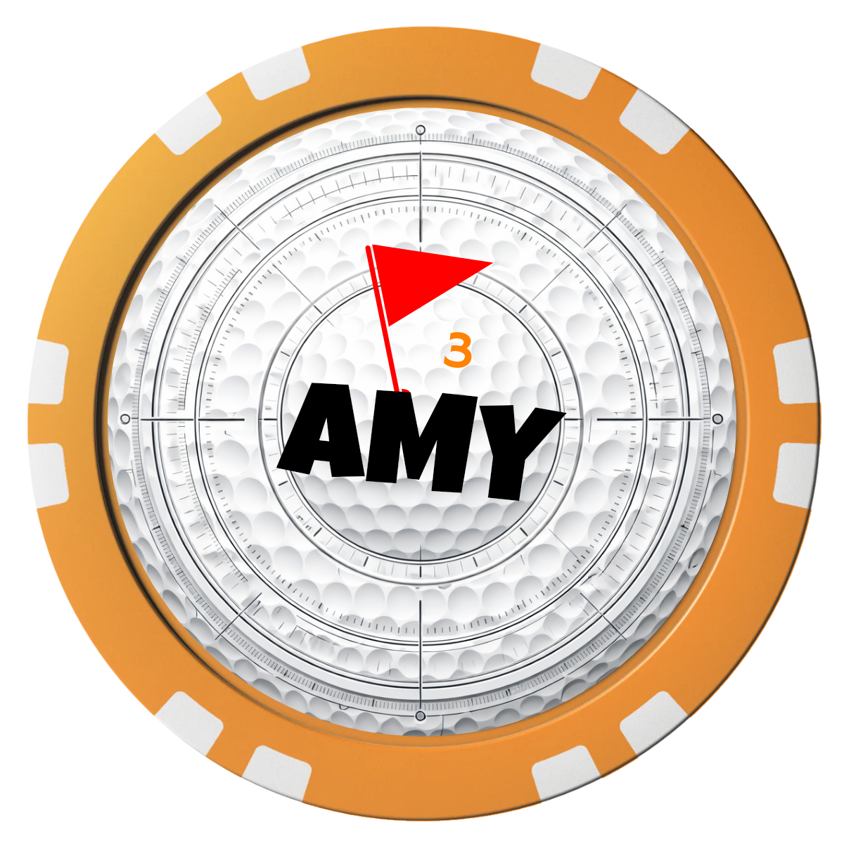 Ball Marcus Jr. Composite Poker Chips - Orange / Double Stripe - Front