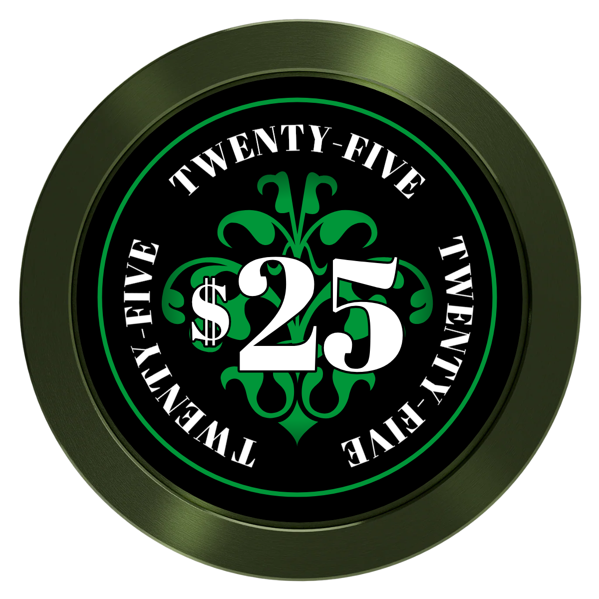 Gothic Revival Aluminum Poker Chips - Green - Back