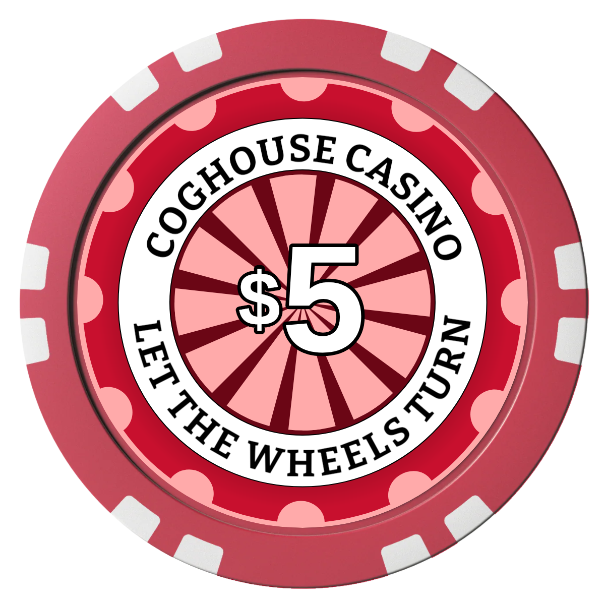 Cog House Composite Poker Chips - Red / Double Stripe - Front