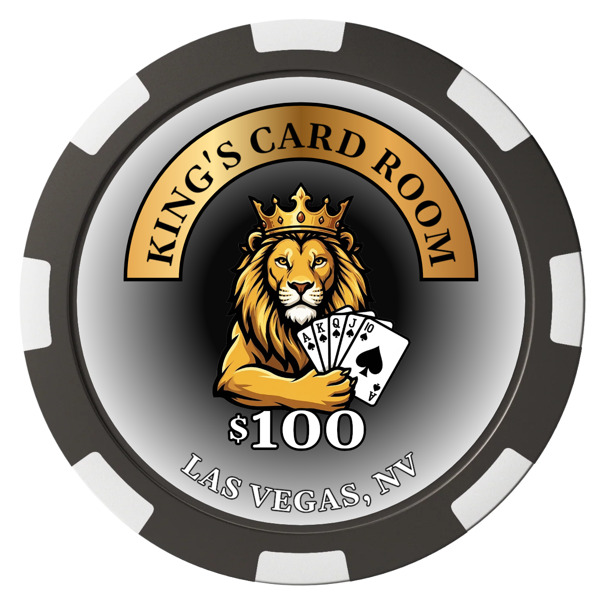 King's Card Room Magnetic Composite Poker Chips - Black / 8 Spot - Front