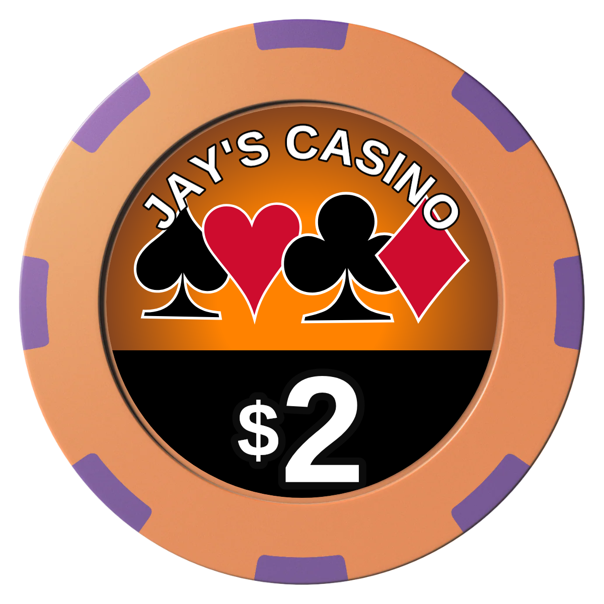 Jay's Casino Clay Poker Chips - Orange / 8 Spot (2 Tone) / 40mm - Front