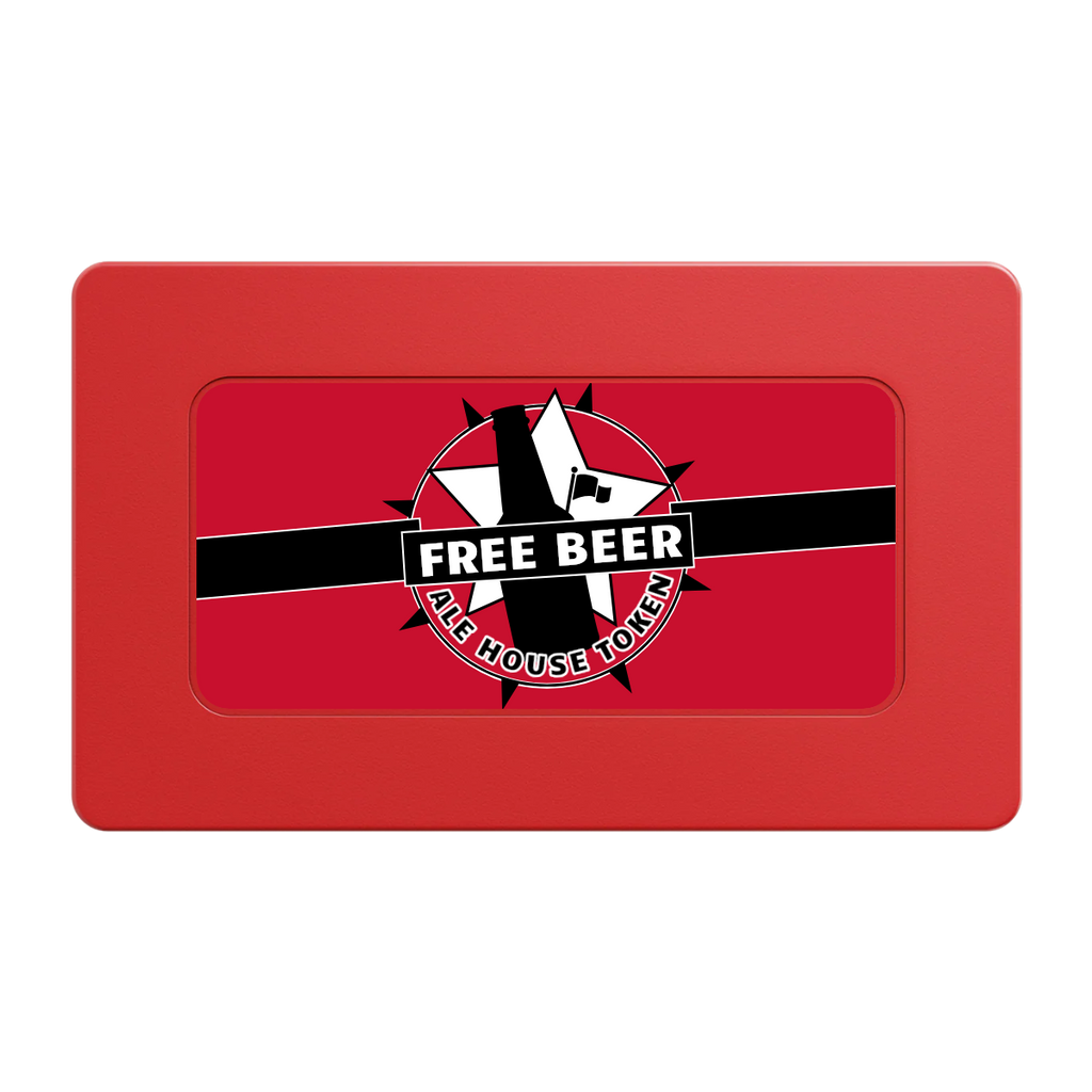 Free Beer Drink Rectangular Poker Chip Plaques - Red - Front