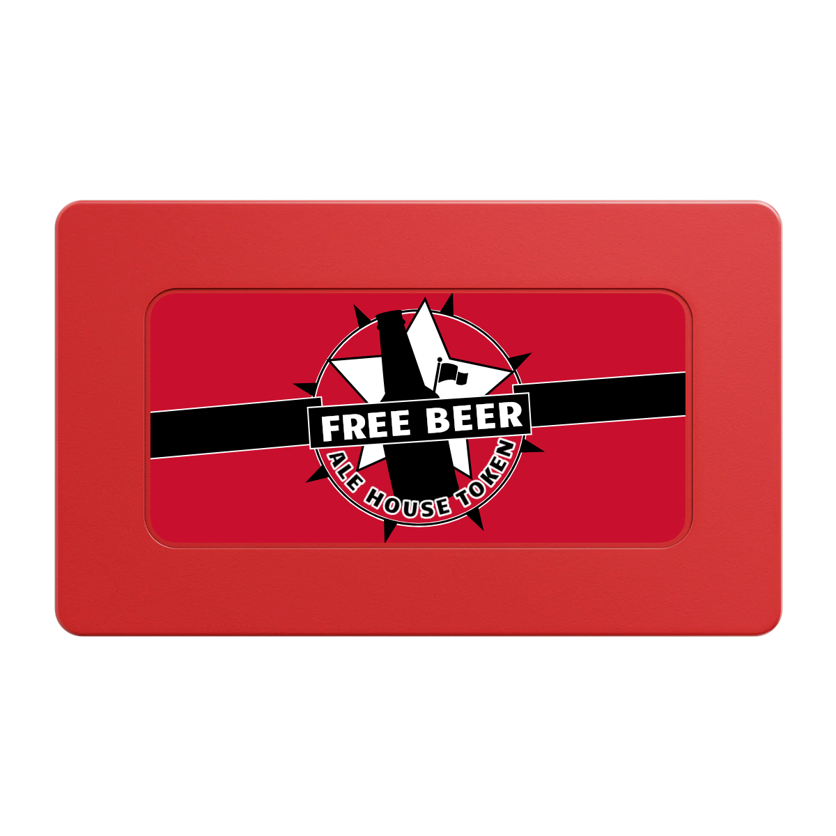 Free Beer Drink Rectangular Poker Chip Plaques - Red - Front