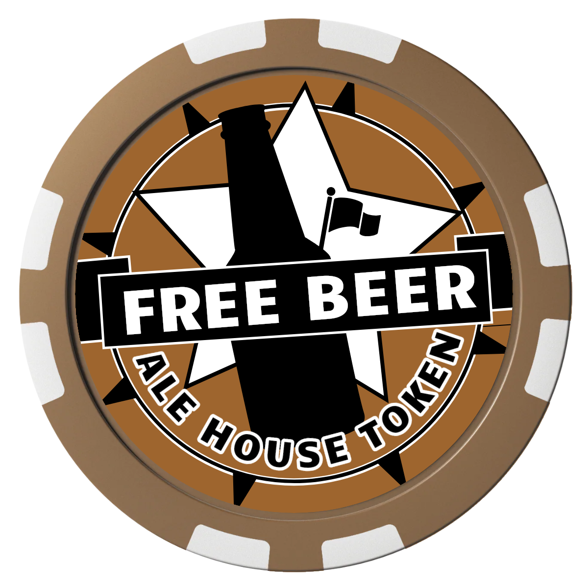 Free Beer Drink Composite Poker Chips - Brown / 8 Stripe - Front