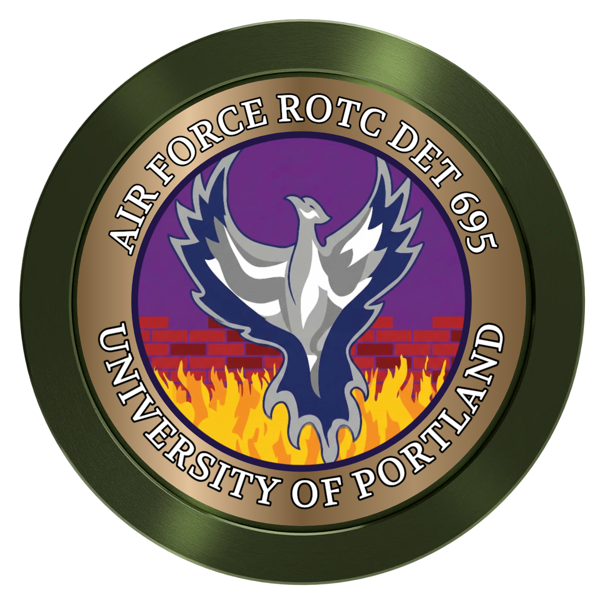 Air Force ROTC Det 695 Aluminum Poker Chips - Green - Front