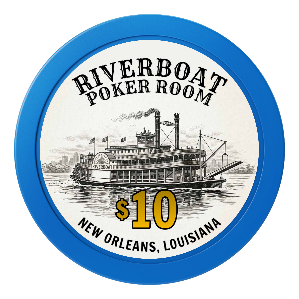 Riverboat Poker Room 2" Oversized Poker Chips - Blue - Front
