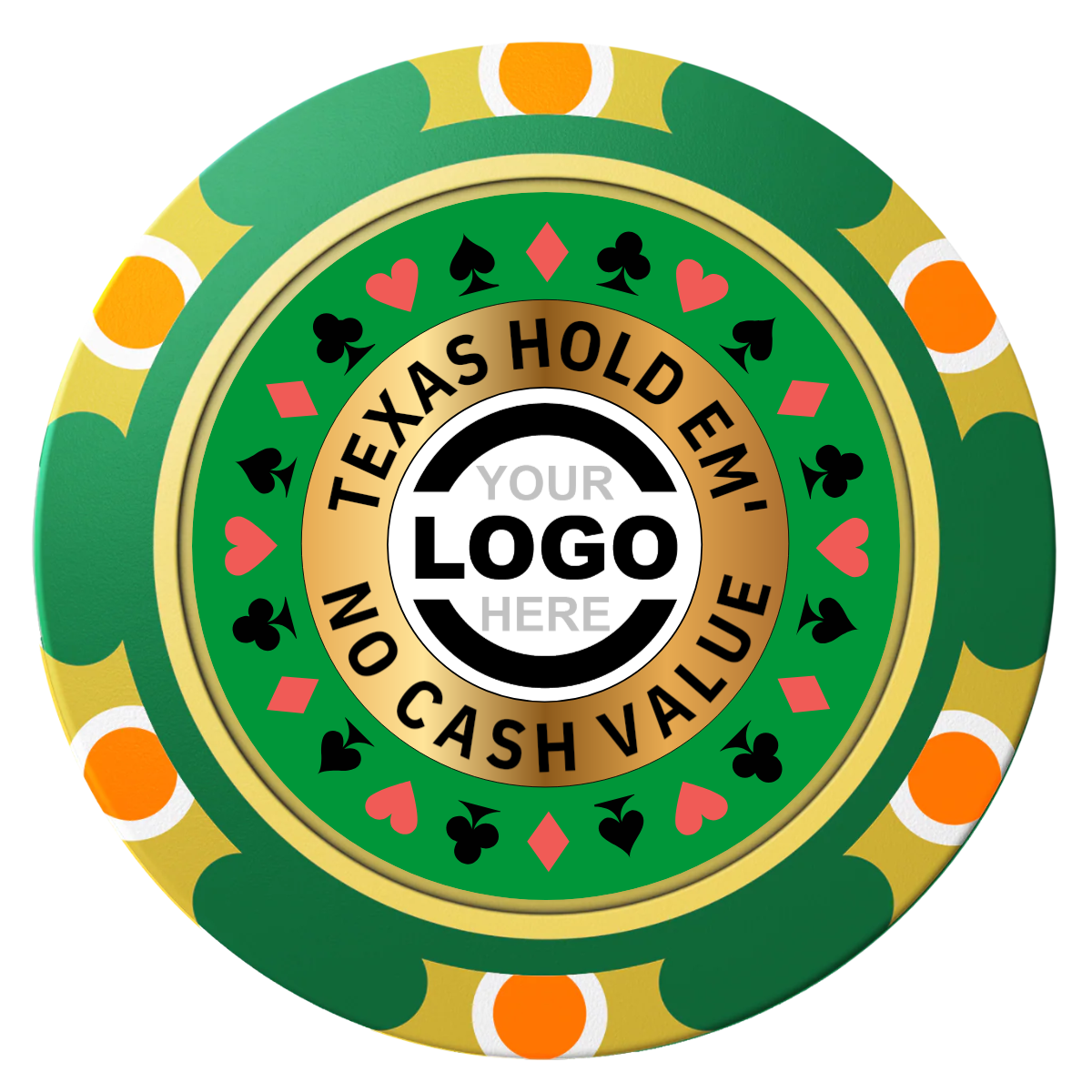 Texas Hold Em' Clay Poker Chips - Green / Monte Carlo / 40mm - Front