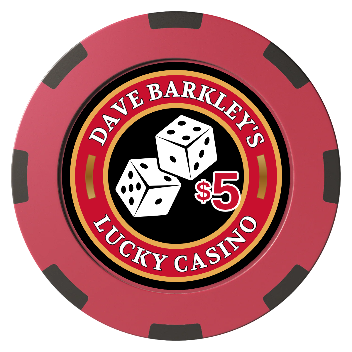 Dave's Lucky Casino Clay Poker Chips - Red / 8 Spot (2 Tone) / 40mm - Front