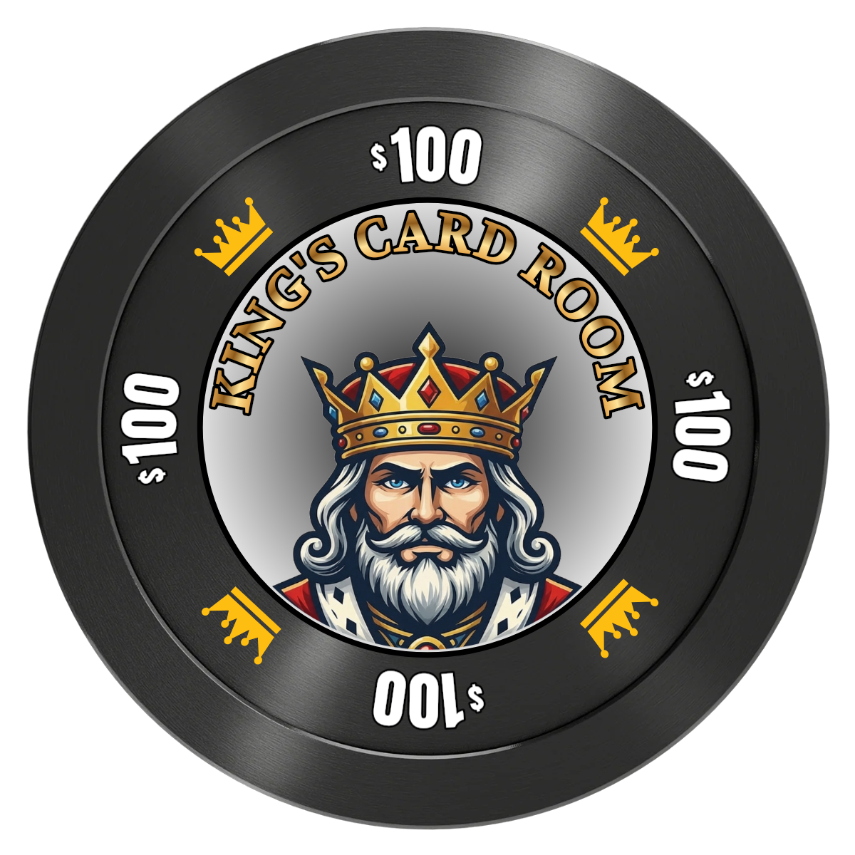 Kings Aluminum Poker Chips - Black - Front