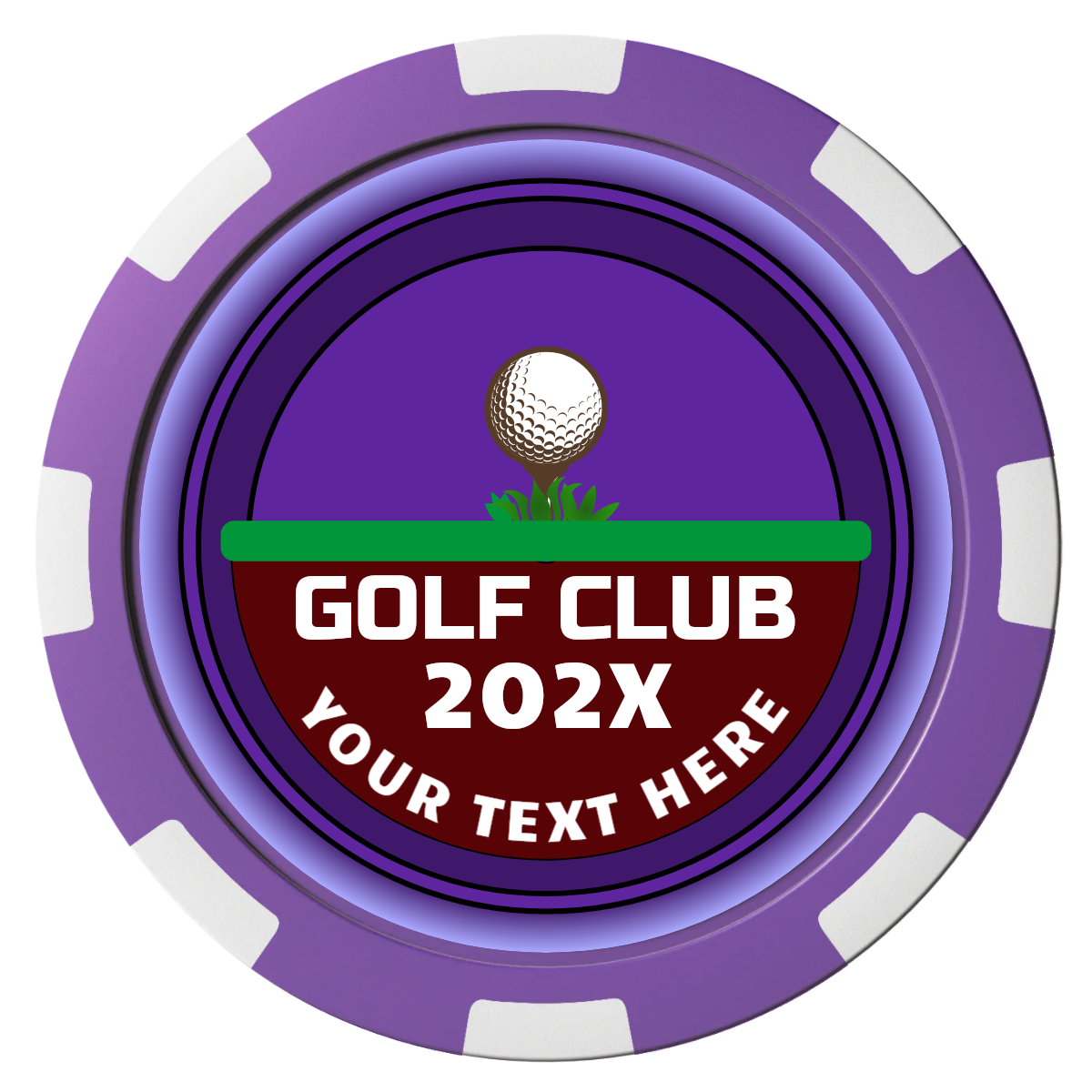 Teed Up Composite Poker Chips - Purple / 8 Spot - Front