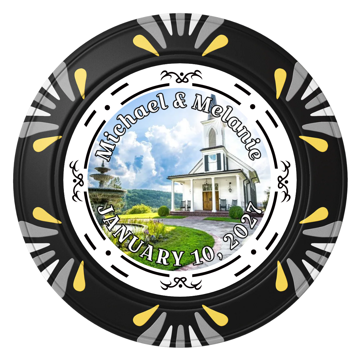 Save the Date Element Clay Poker Chips - Black / Macau / 40mm - Back
