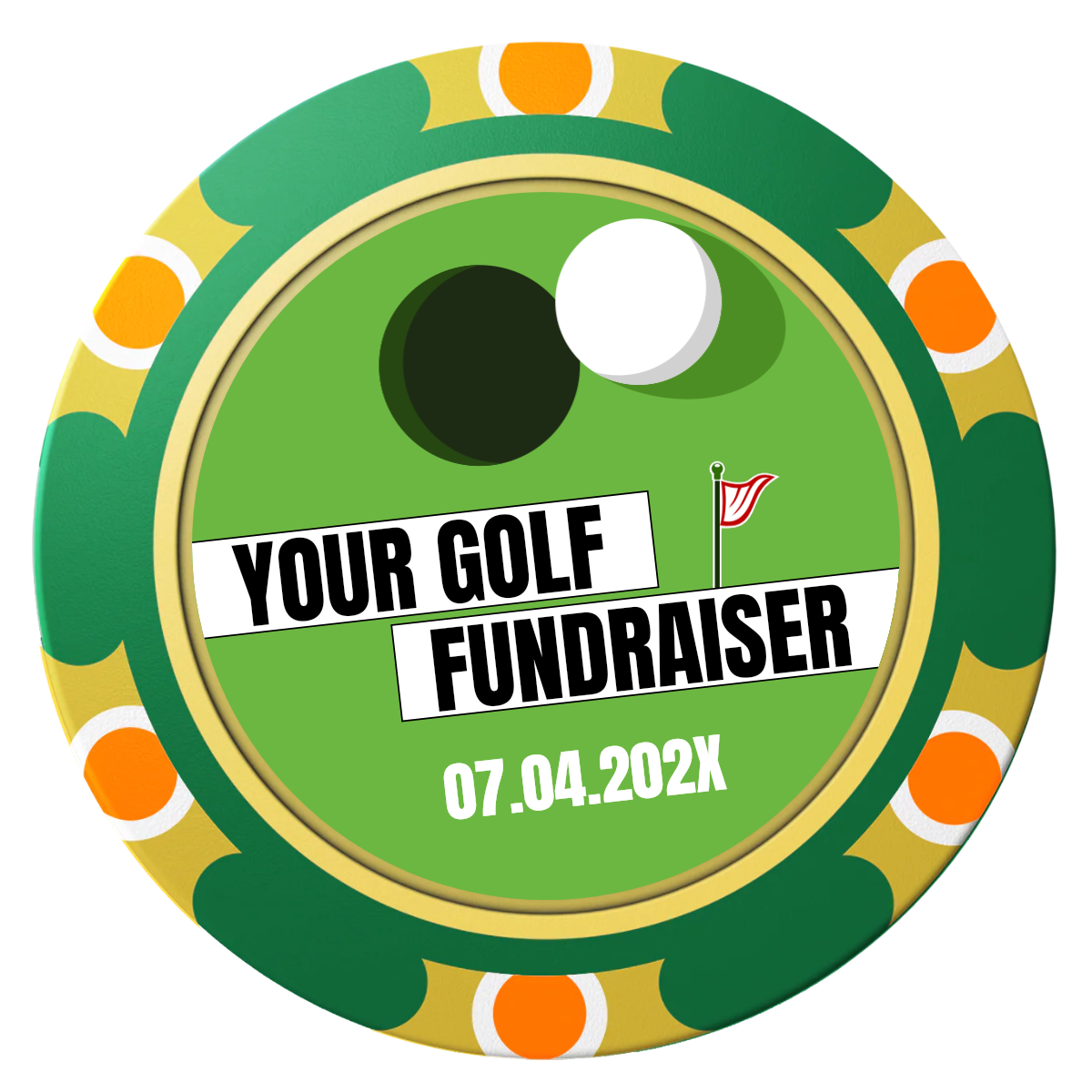 Putting Around Tournament Clay Poker Chips - Green / Monte Carlo / 40mm - Front