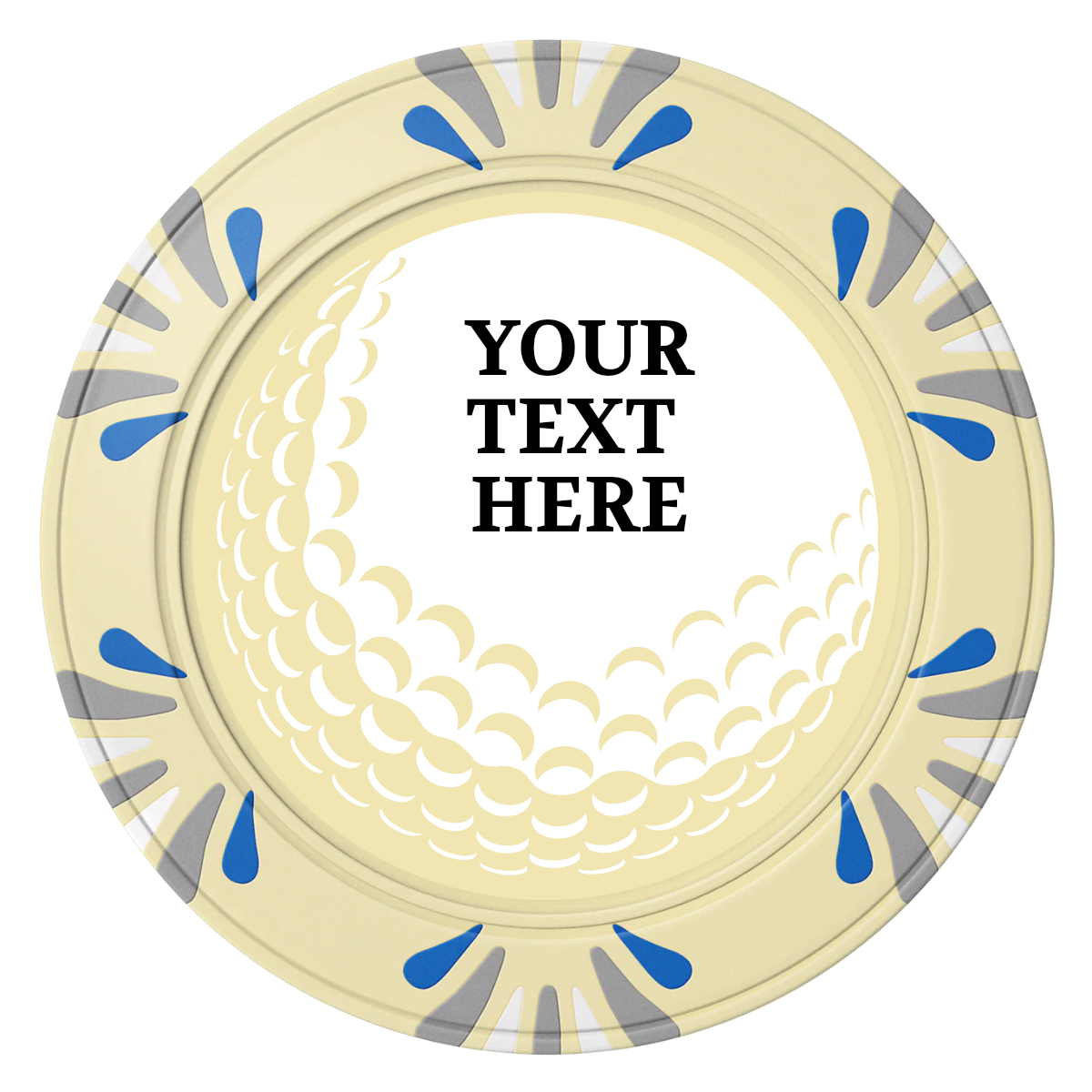 Hole In One Clay Poker Chips - Ivory / Macau / 40mm - Front