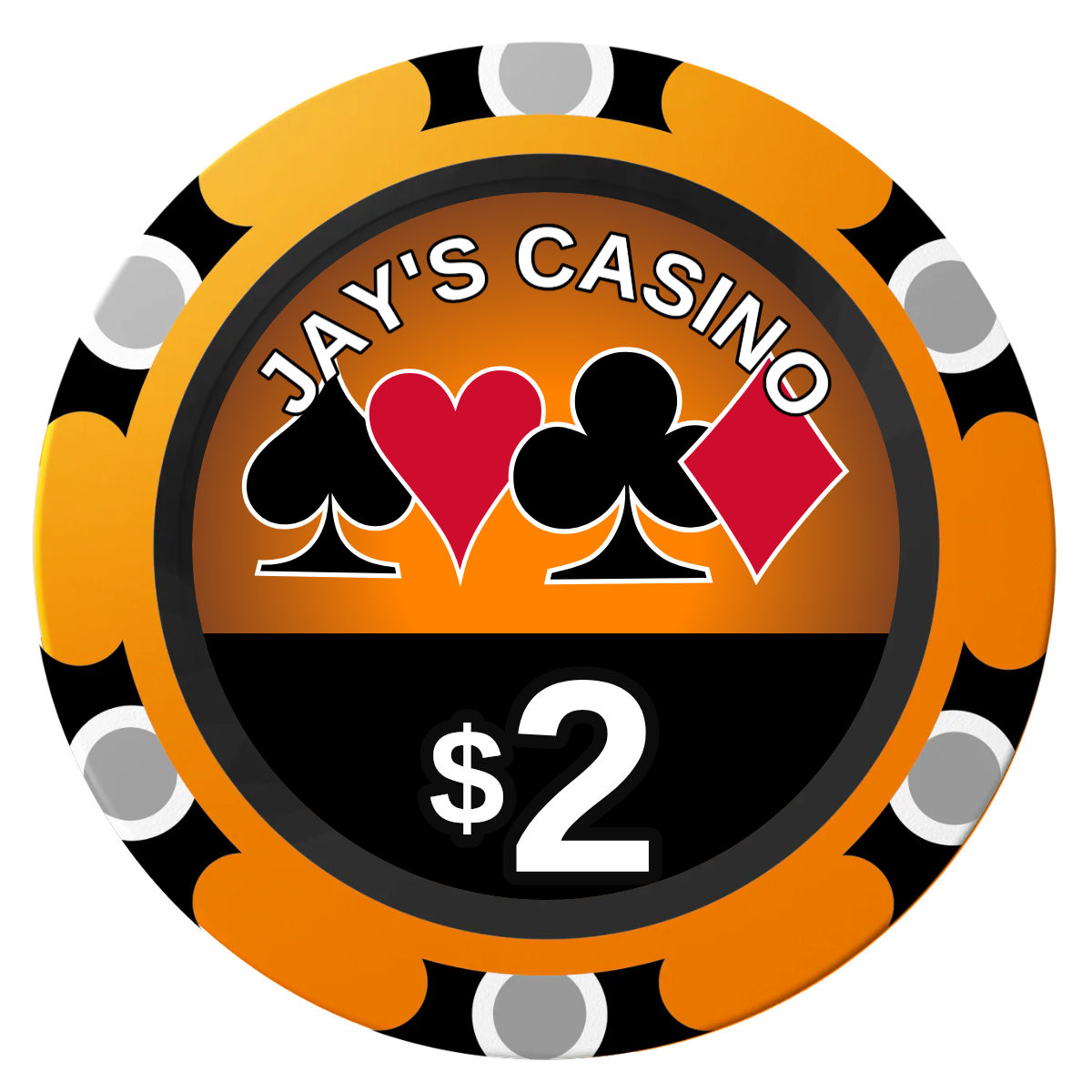 Jay's Casino Clay Poker Chips - Orange / Monte Carlo / 40mm - Front