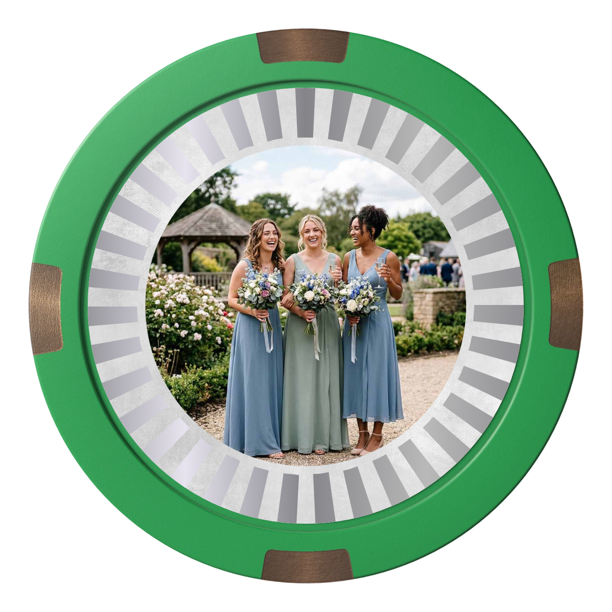Be My Bridesmaid Simple Composite & Metal Hybrid Poker Chips - Green - Back