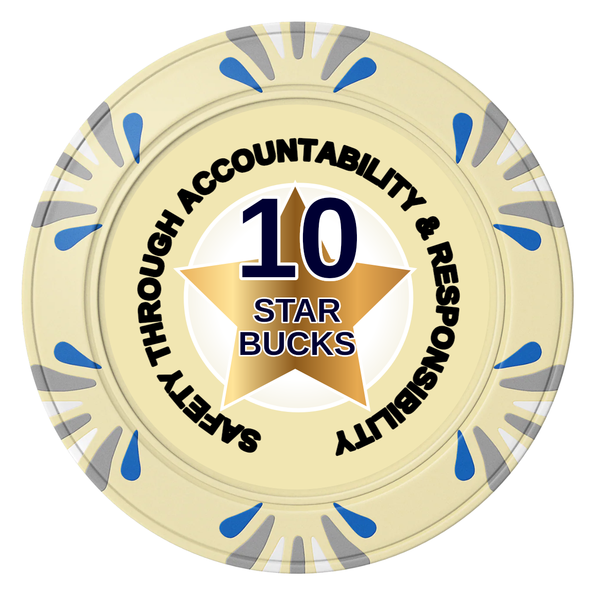 Safety Star Clay Poker Chips - Ivory / Macau / 40mm - Front