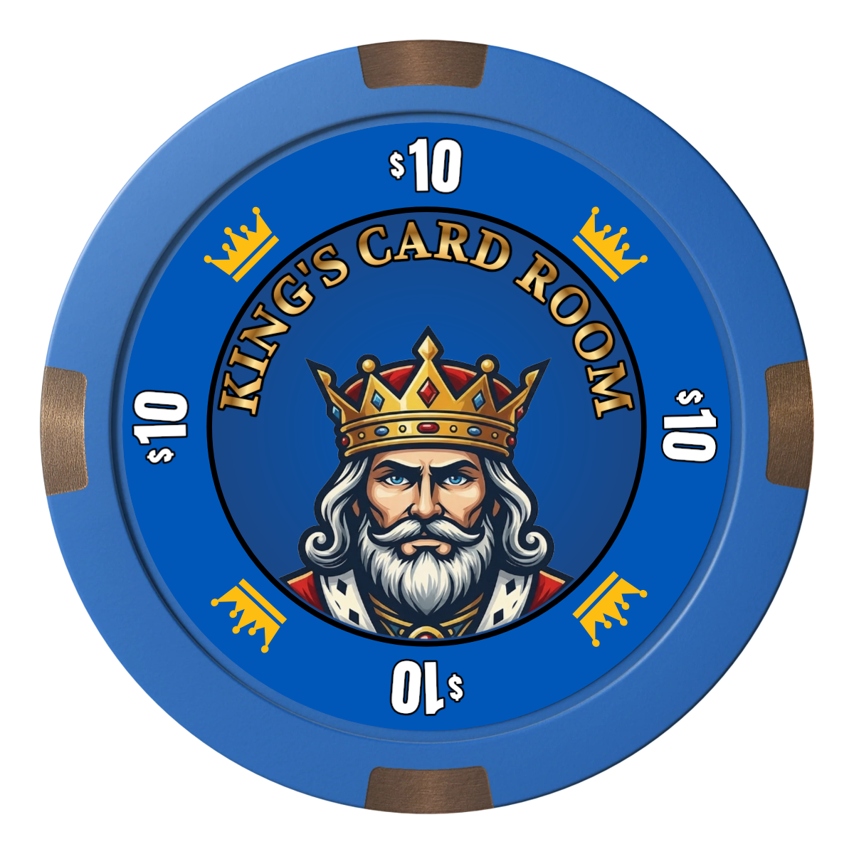 Kings Composite & Metal Hybrid Poker Chips - Blue - Back