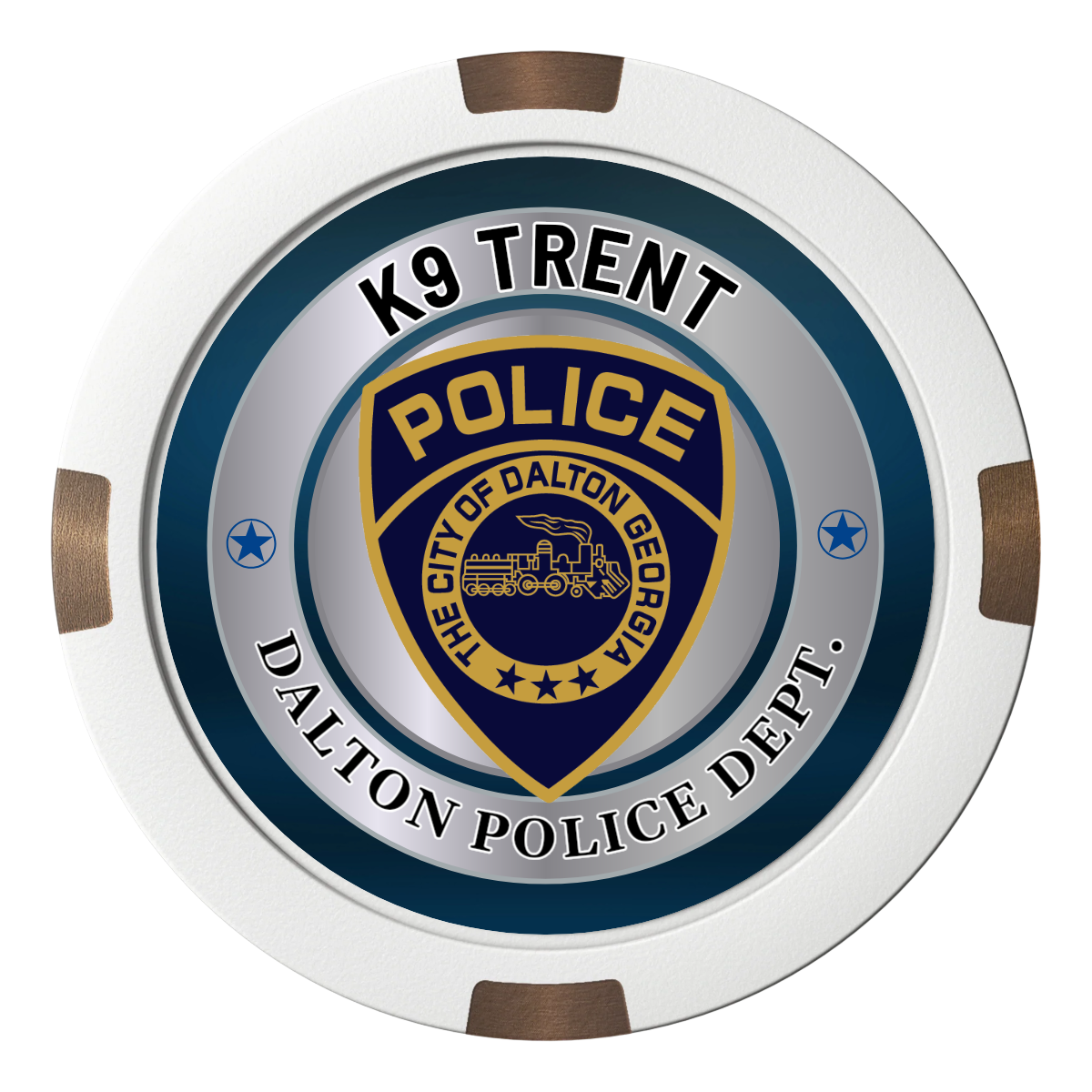 K-9 Trent Composite & Metal Hybrid Poker Chips - White - Back