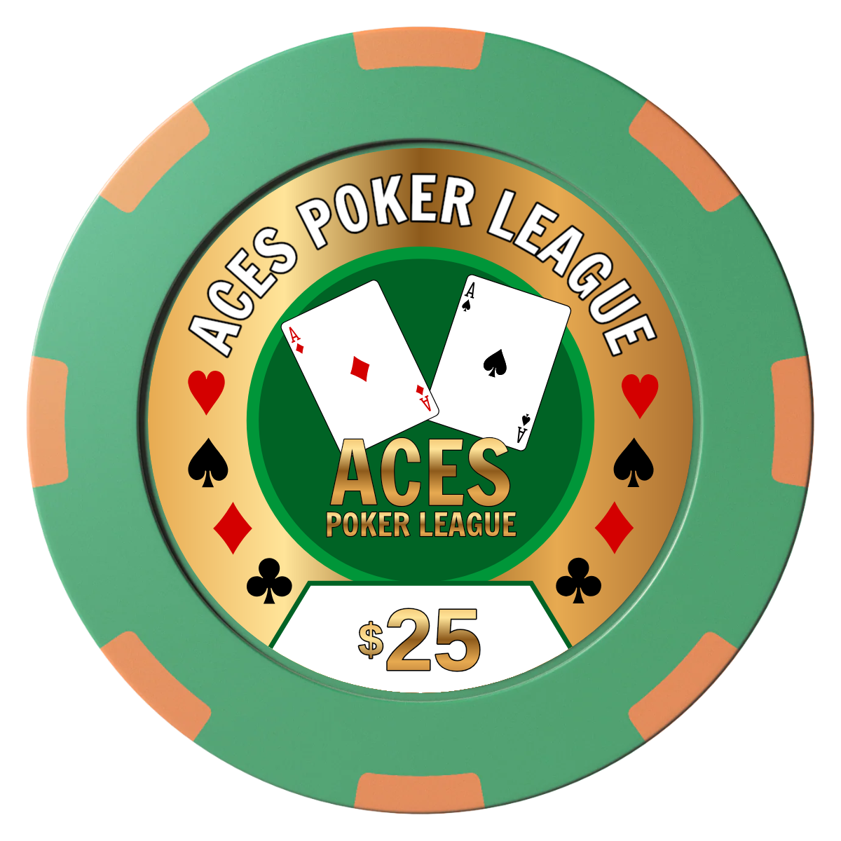 Aces Poker League Clay Poker Chips - Green / 8 Spot (2 Tone) / 40mm - Front