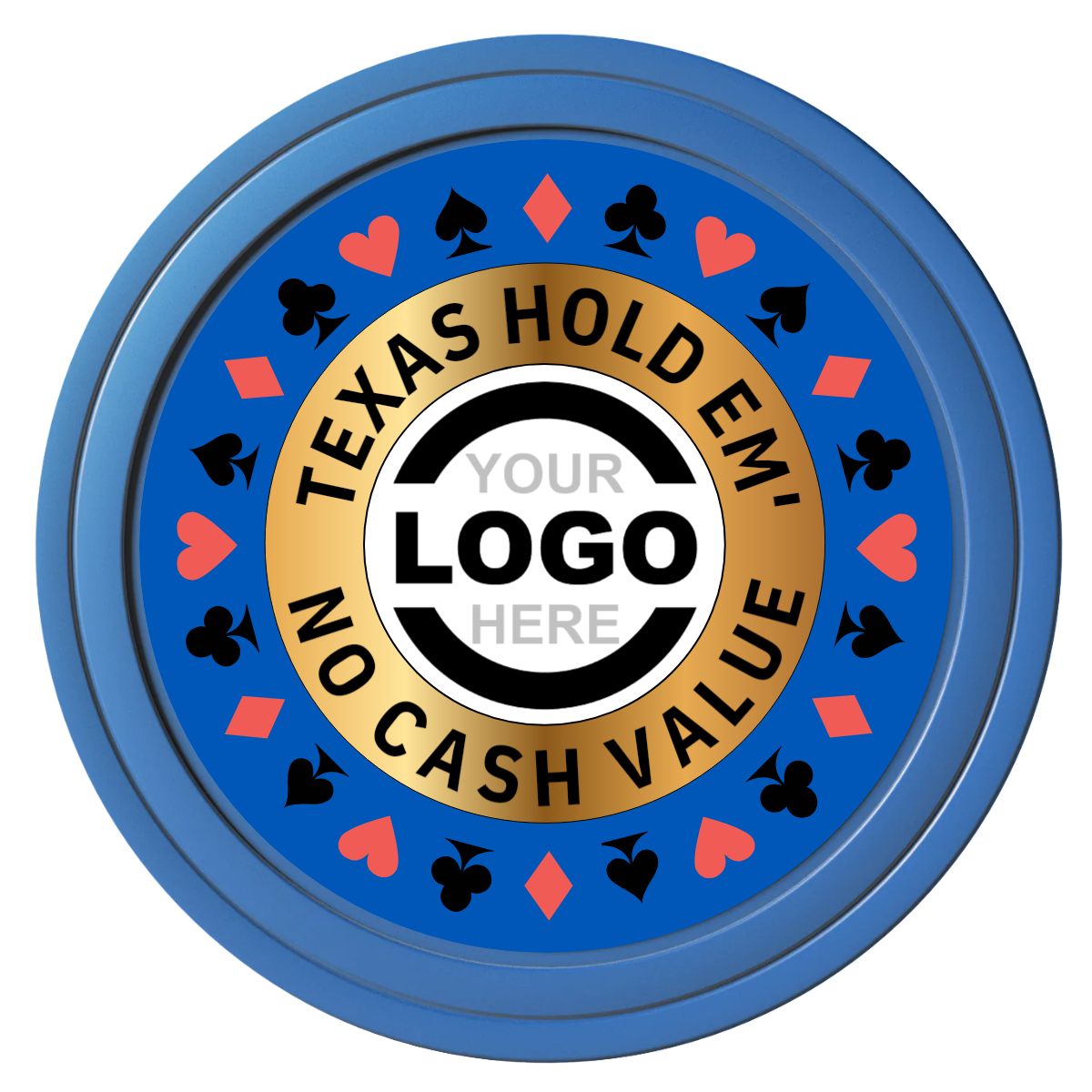 Texas Hold Em' Composite Poker Chips - Blue / Solid - Front