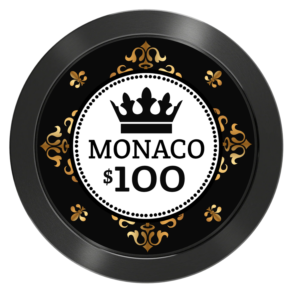 Monaco #001 Aluminum Poker Chips - Black - Back