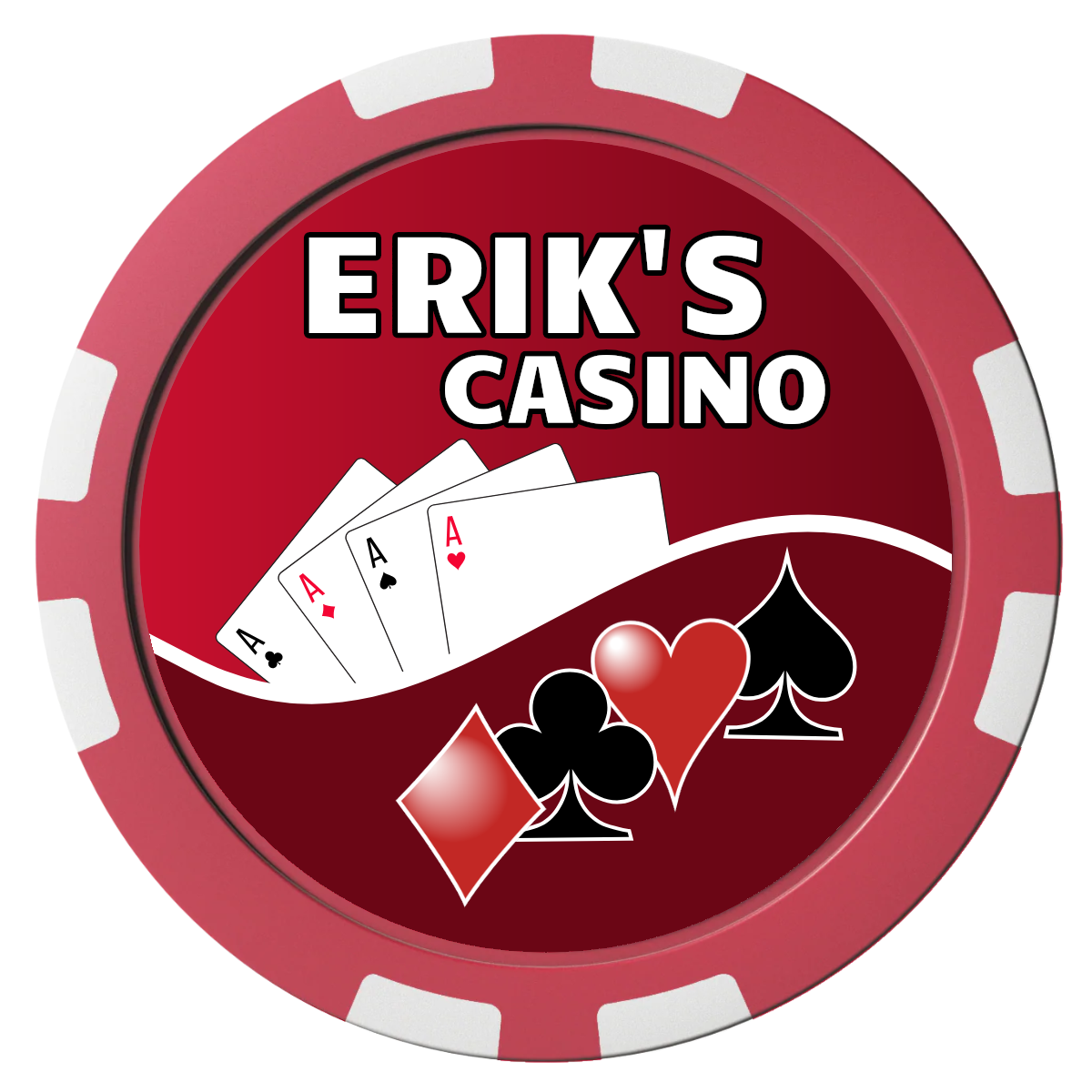 Erik's Casino Composite Poker Chips - Red / 8 Stripe - Front