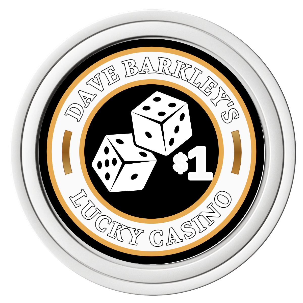 Dave's Lucky Casino Composite Poker Chips - White / Solid - Front