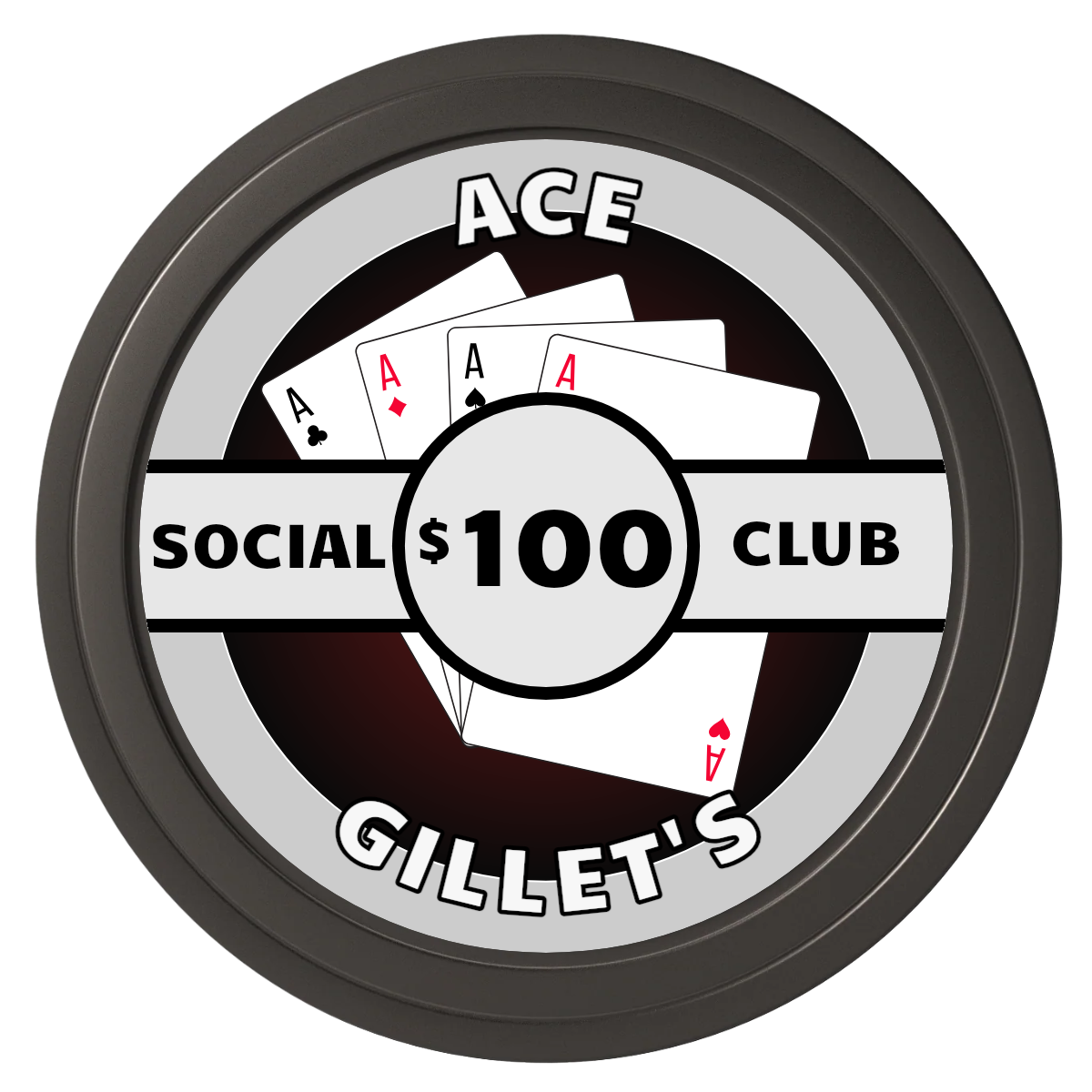 Ace Gillet's Composite Poker Chips - Black / Solid - Front