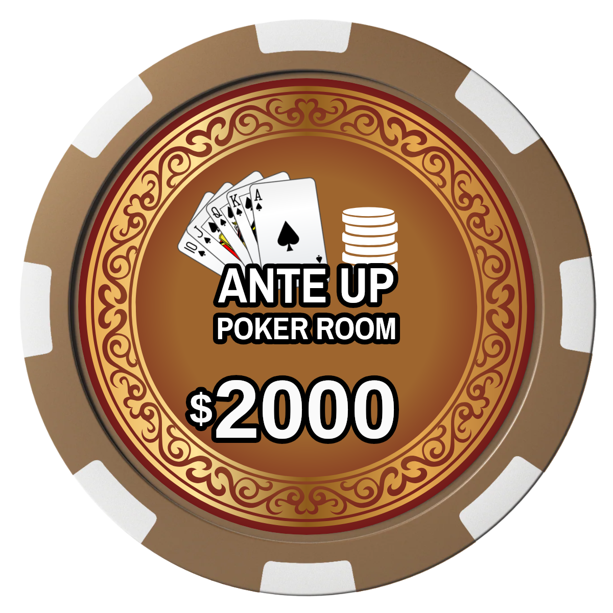 Ante Up Poker Room Composite Poker Chips - Brown / 8 Spot - Front