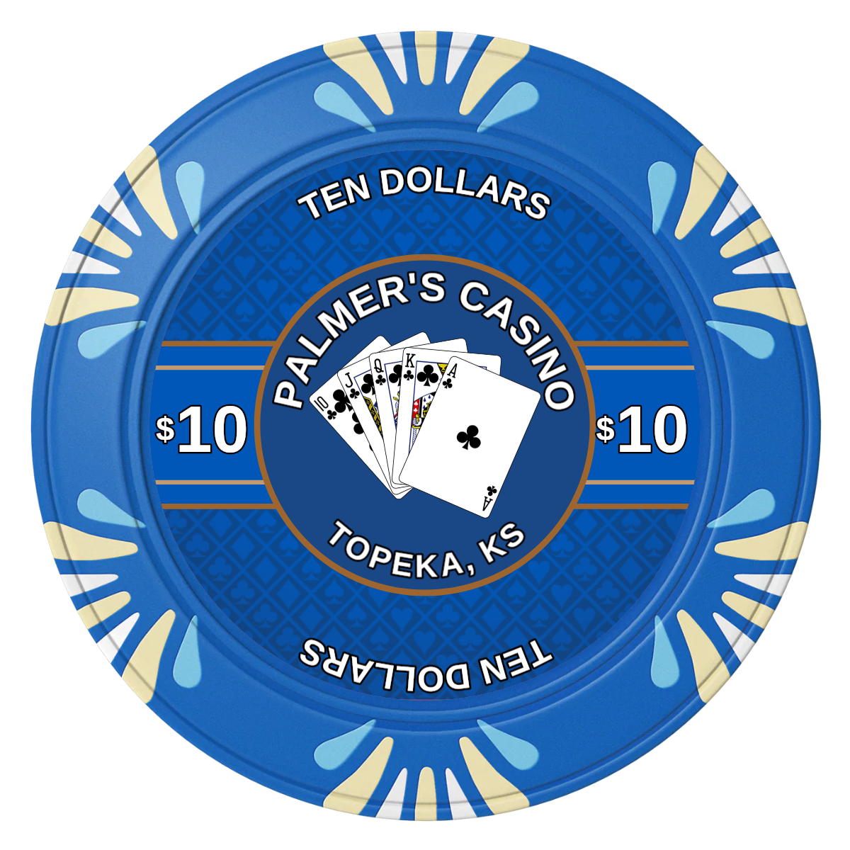 Palmer's Casino Clay Poker Chips - Blue / Macau / 40mm - Front