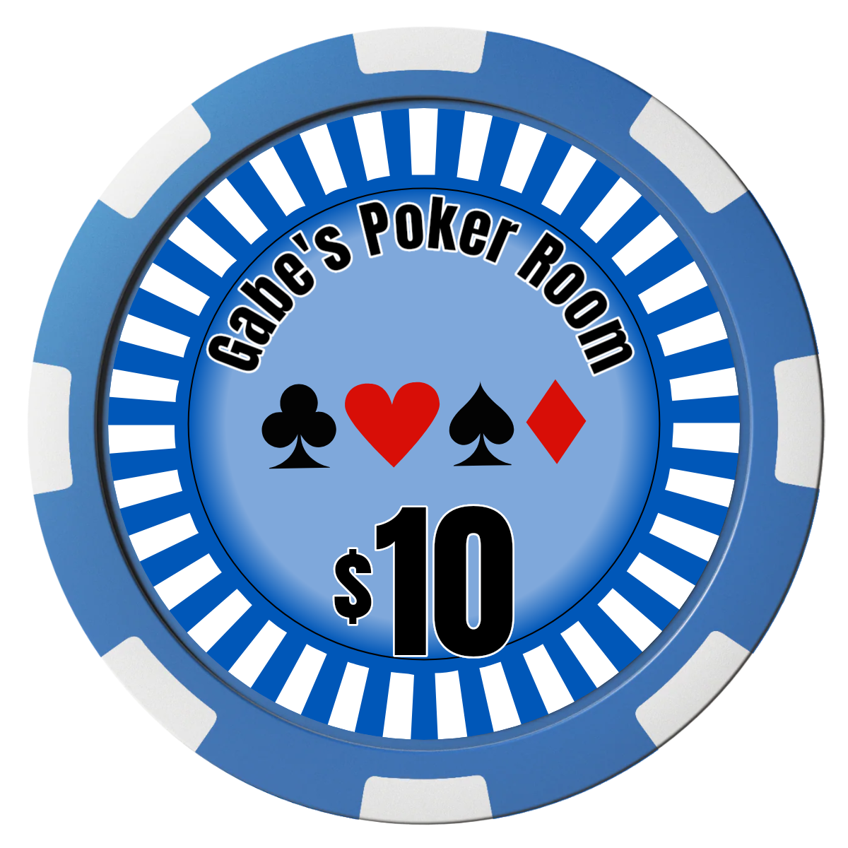 Gabe's Poker Room Magnetic Composite Poker Chips - Blue / 8 Spot - Front