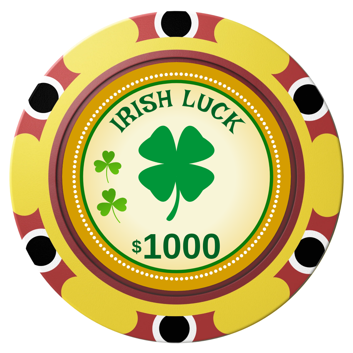 Irish Luck Clay Poker Chips - Yellow / Monte Carlo / 40mm - Front