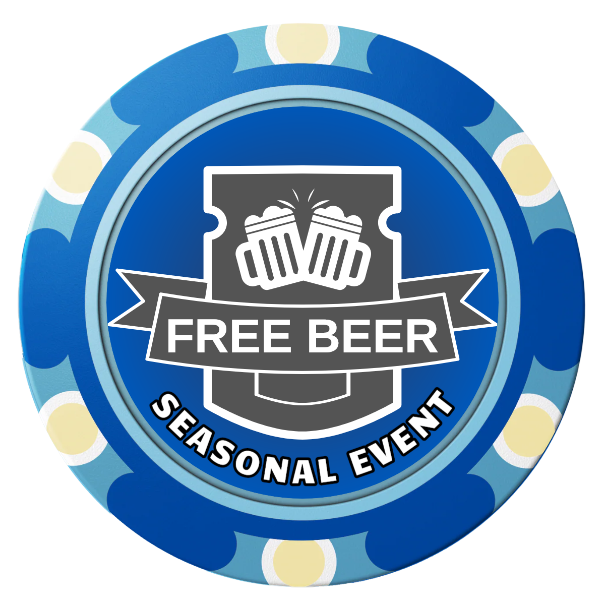 Craft Beer #001 Clay Poker Chips - Blue / Monte Carlo / 40mm - Front