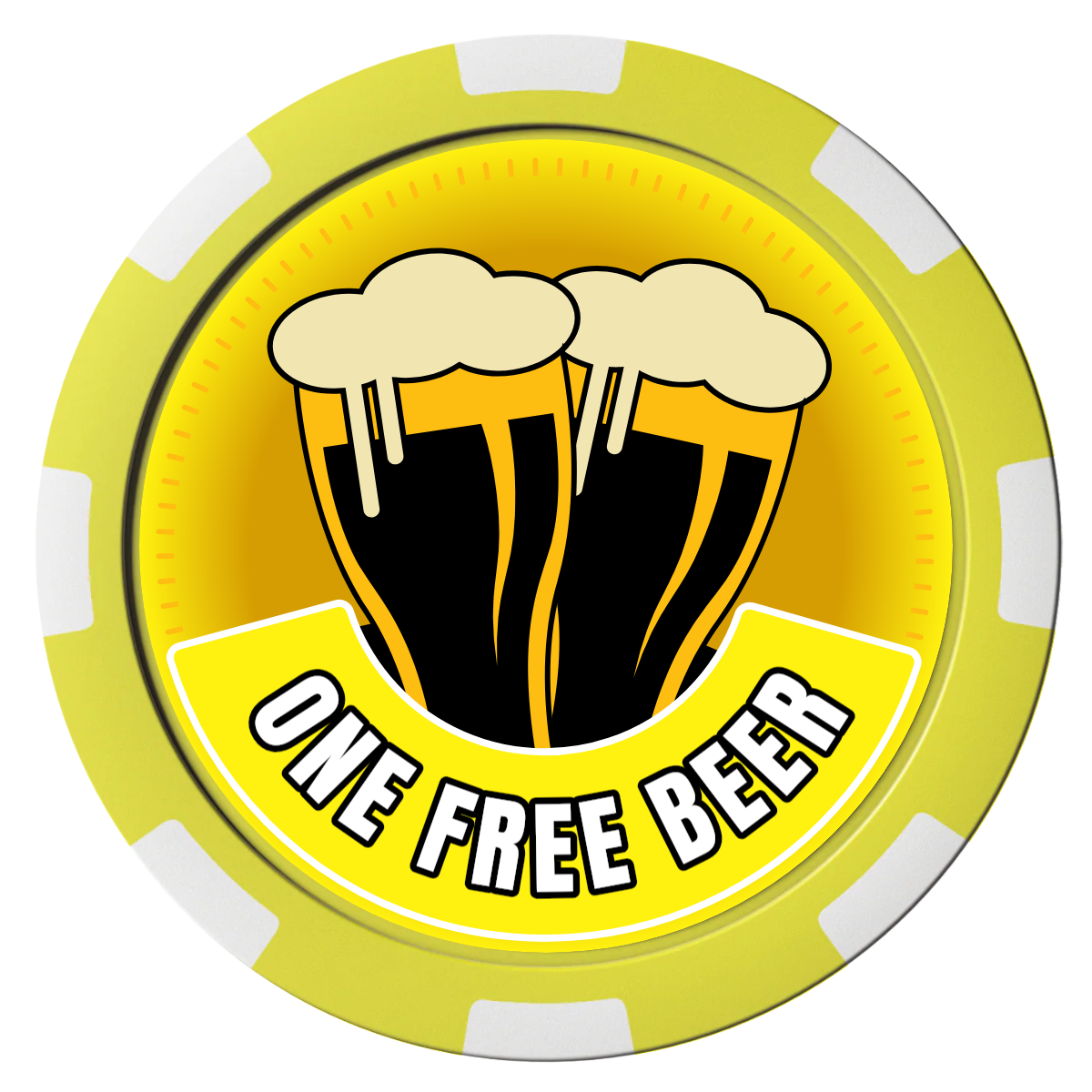 Double Pint 2 Composite Poker Chips - Yellow / 8 Stripe - Front