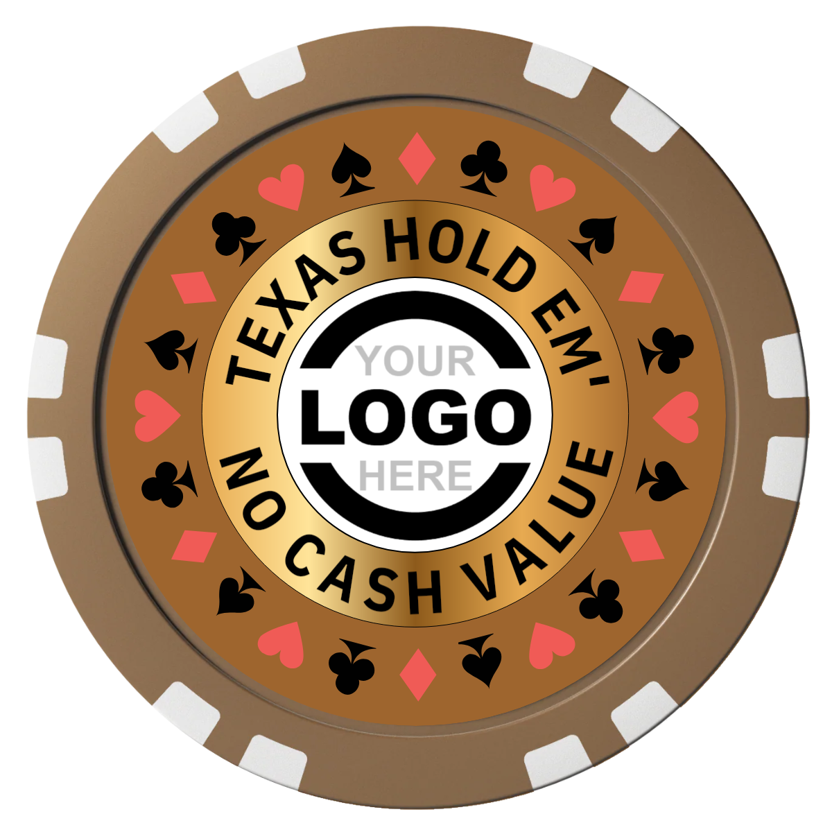 Texas Hold Em' Composite Poker Chips - Brown / Double Stripe - Front