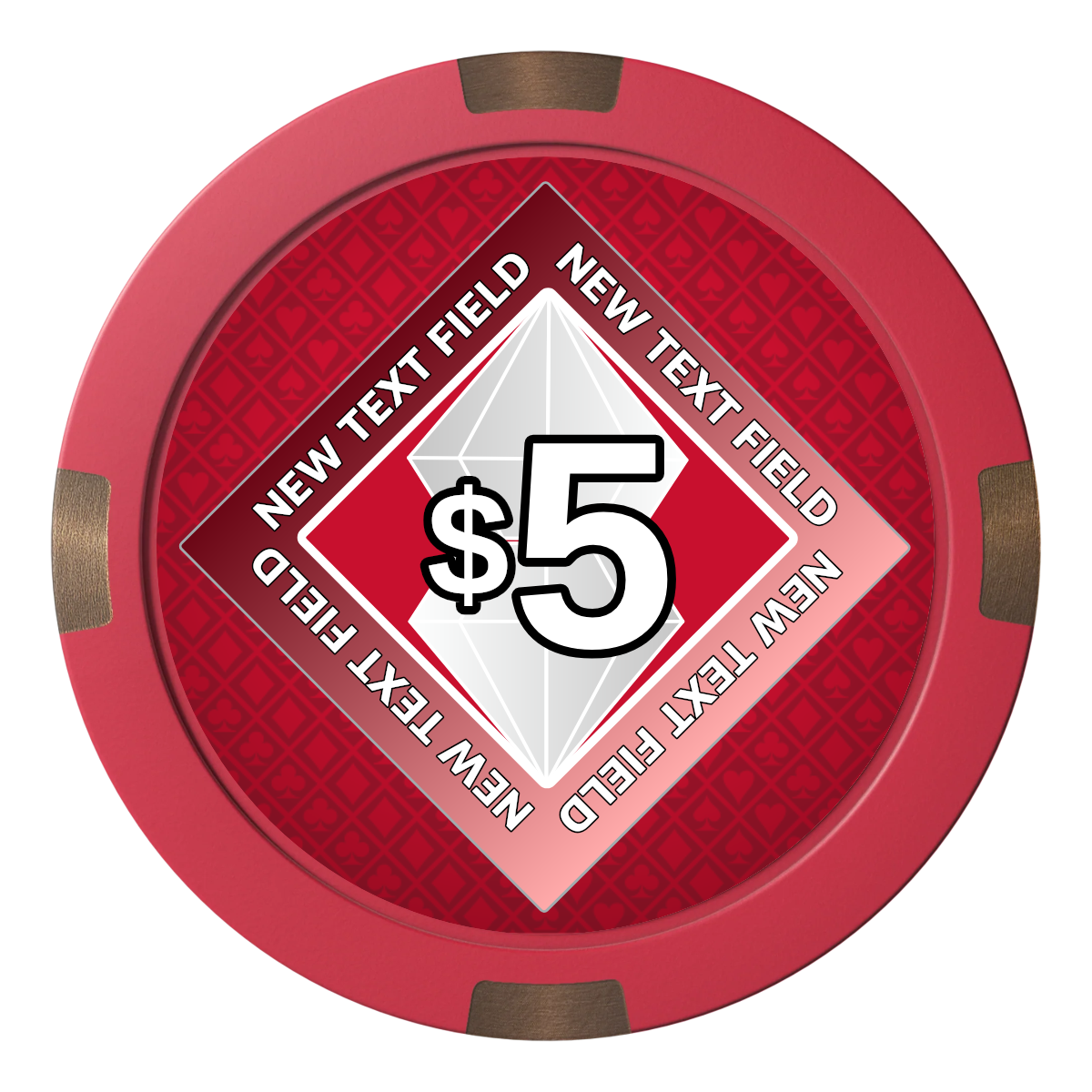 Diamond in the Rough Composite & Metal Hybrid Poker Chips - Red - Back