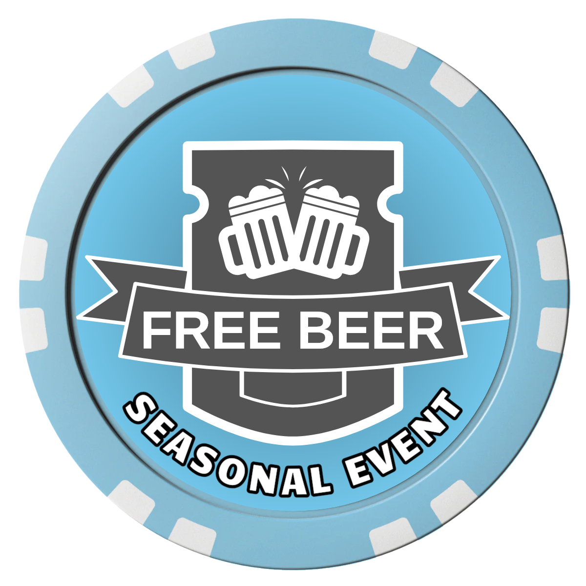 Craft Beer #001 Composite Poker Chips - Light Blue / Double Stripe - Front