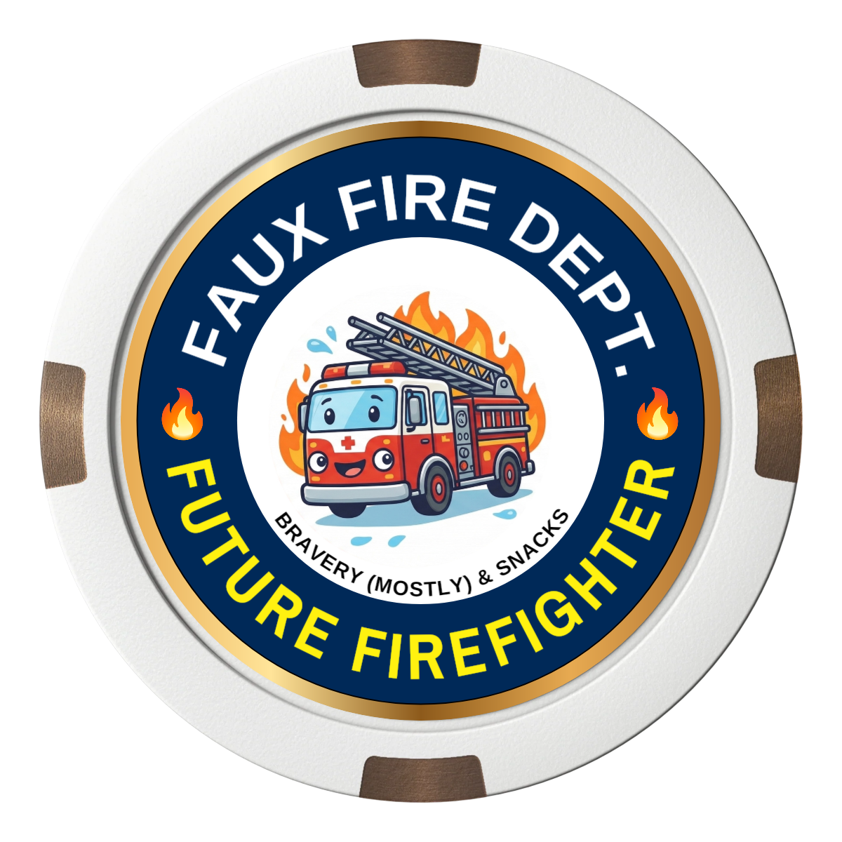 Future Firefighter Composite & Metal Hybrid Poker Chips - White - Back