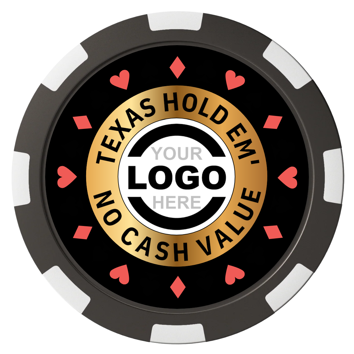 Texas Hold Em' Magnetic Composite Poker Chips - Black / 8 Spot - Front