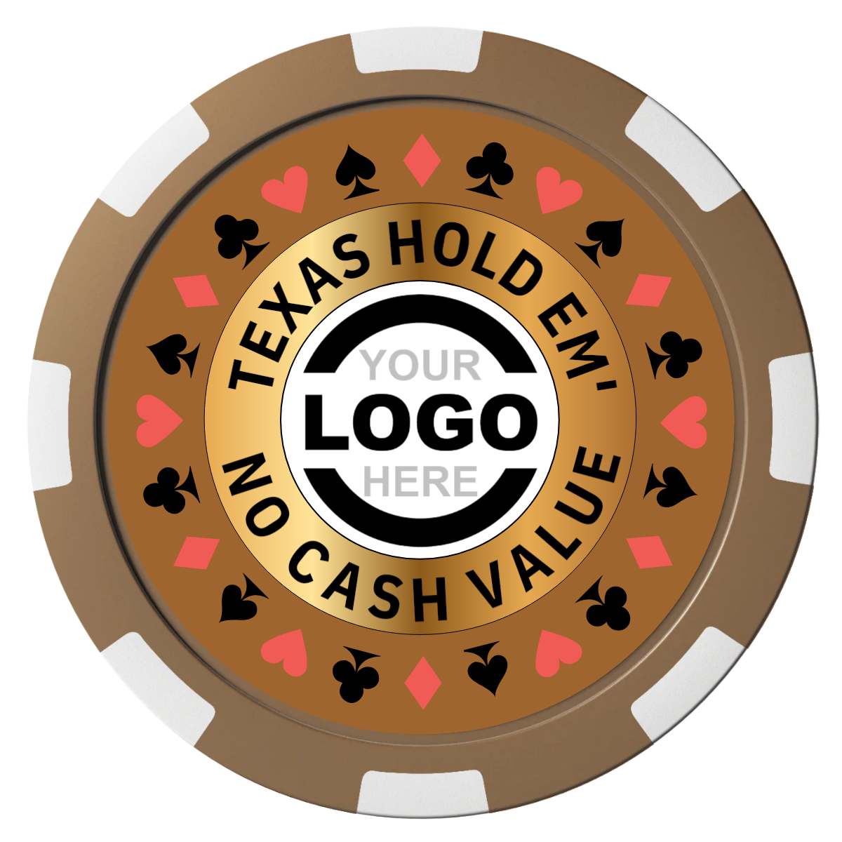 Texas Hold Em' Composite Poker Chips - Brown / 8 Spot - Front