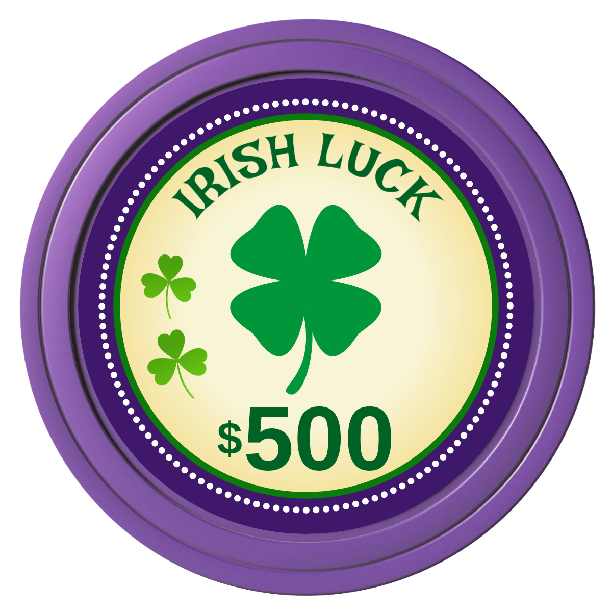Irish Luck Composite Poker Chips - Purple / Solid - Front