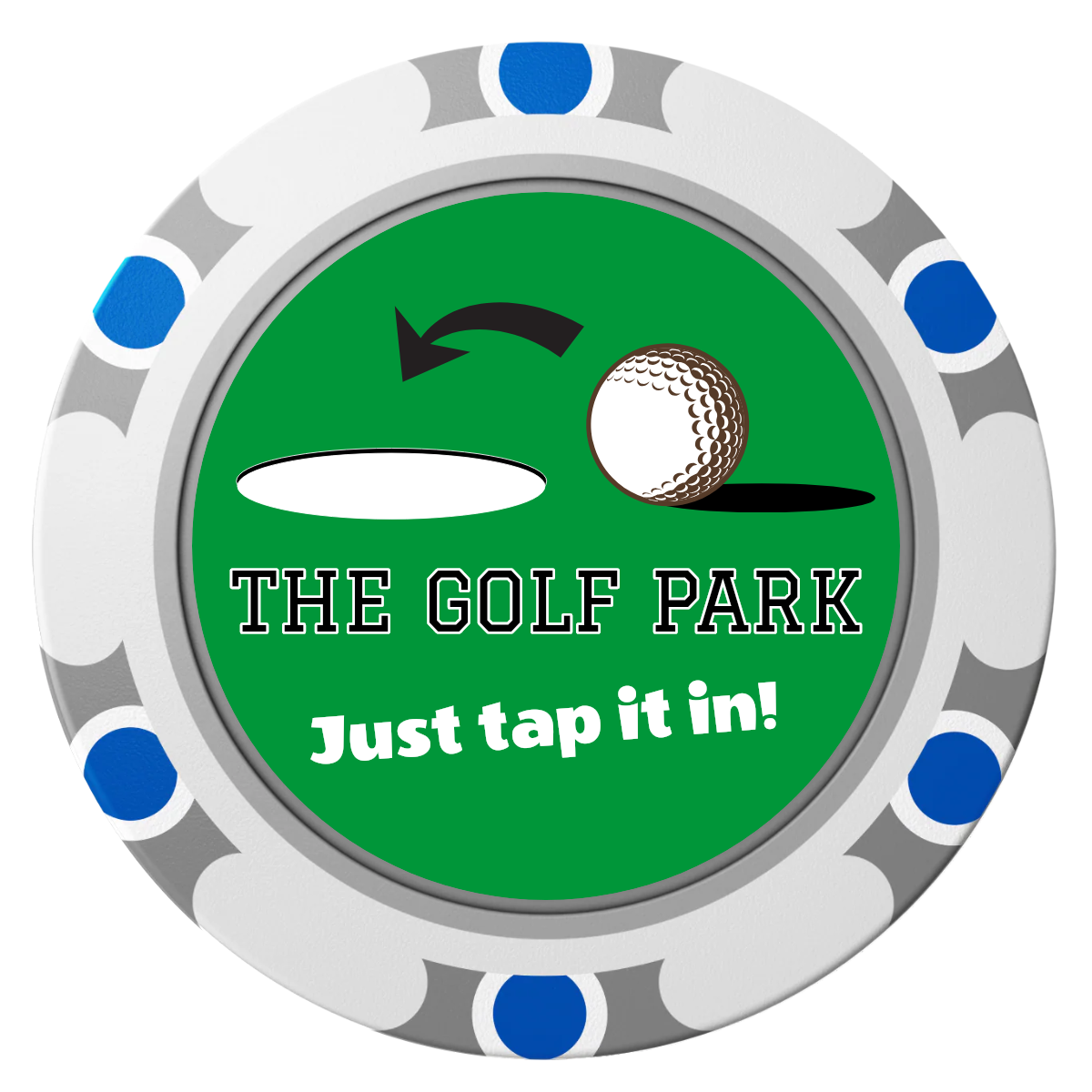 Golf Slogan Clay Poker Chips - White / Monte Carlo / 40mm - Front