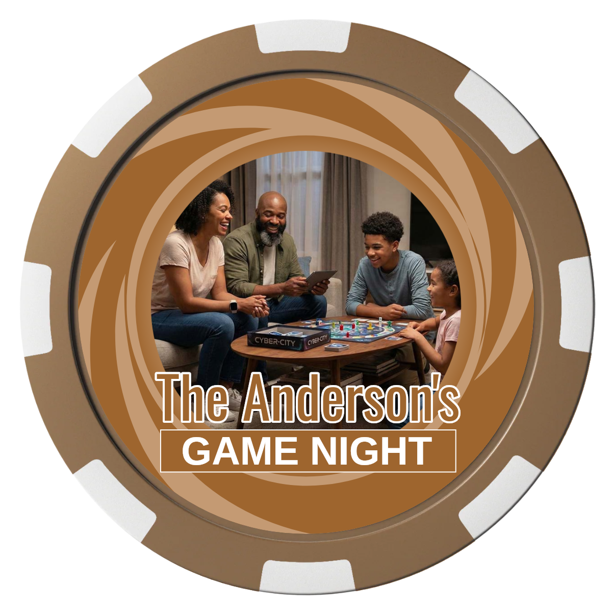 Anderson's Game Night Composite Poker Chips - Brown / 8 Spot - Front