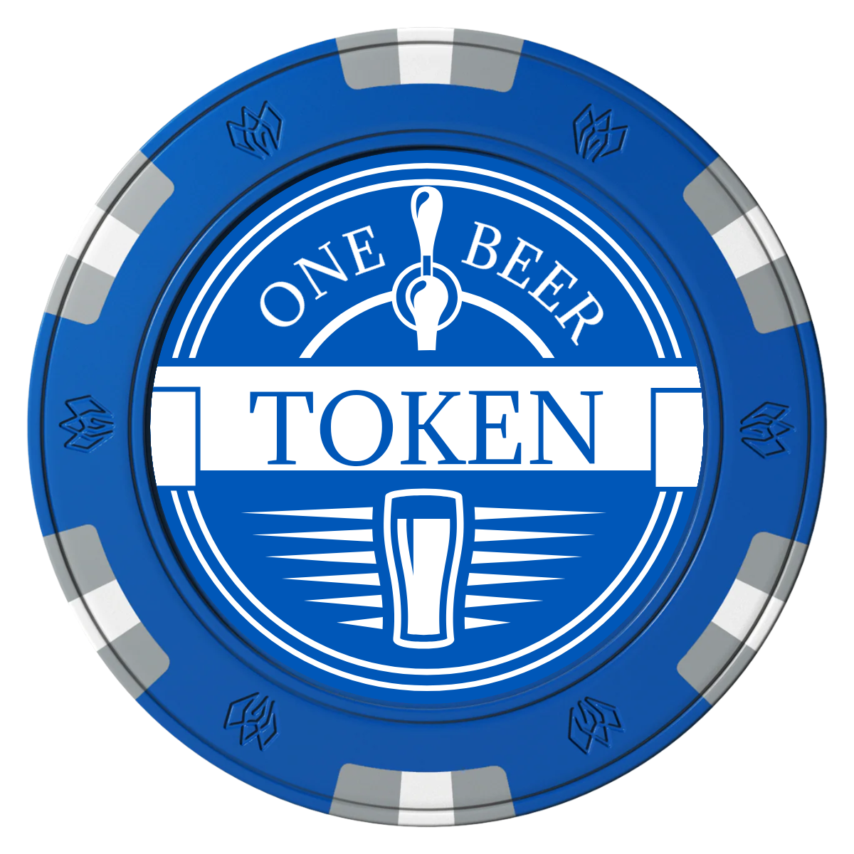 Tap Out Clay Poker Chips - Blue / 6 Spot Gem / 40mm - Back