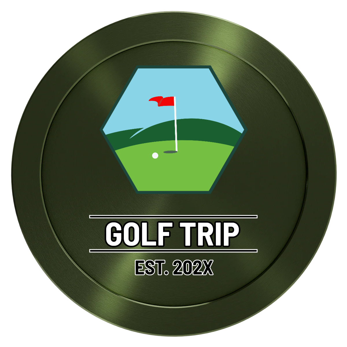 Golf Trip #001 Aluminum Poker Chips - Green - Back