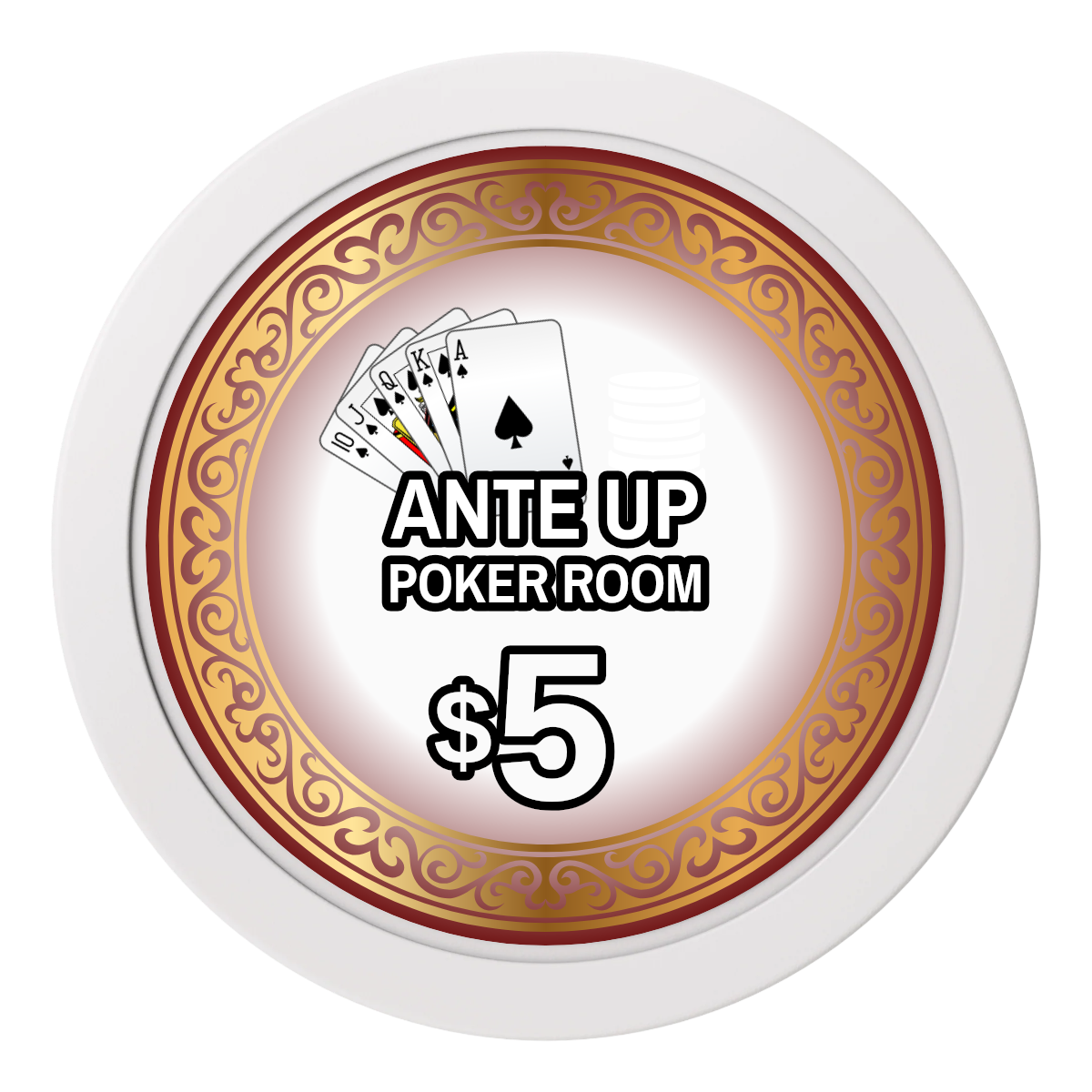 Ante Up Poker Room 2" Composite Dealer Button - White - Back