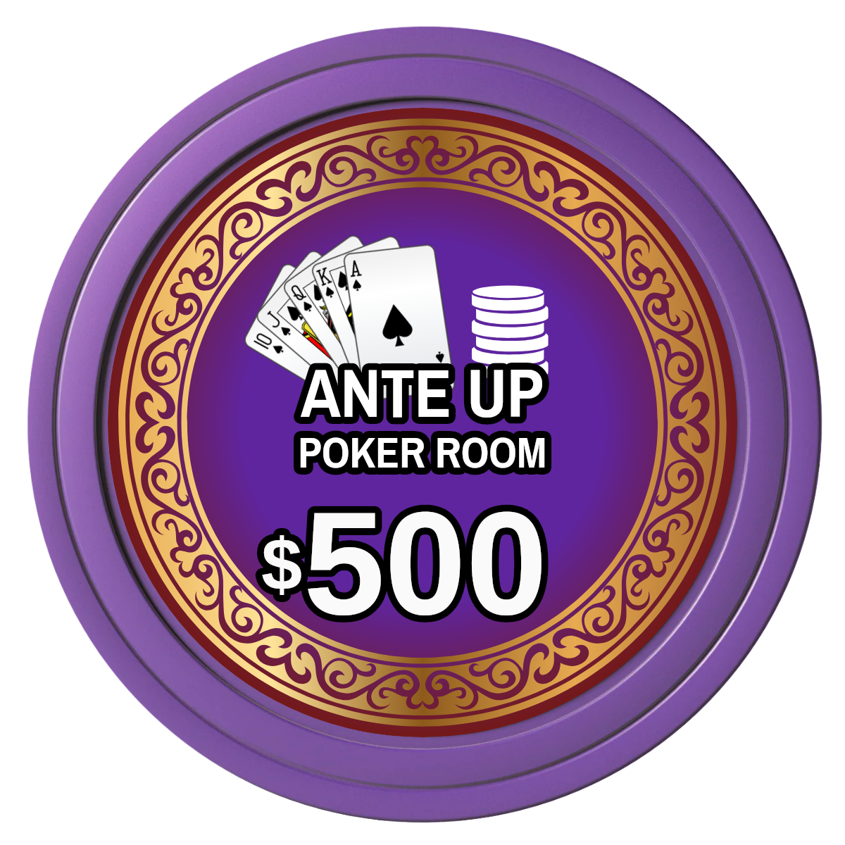 Ante Up Poker Room Composite Poker Chips - Purple / Solid - Front