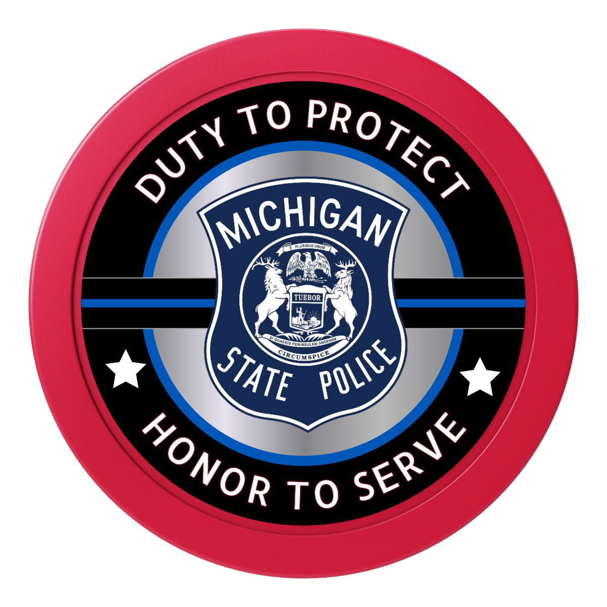 Police Department #01 2" Oversized Poker Chips - Red - Front