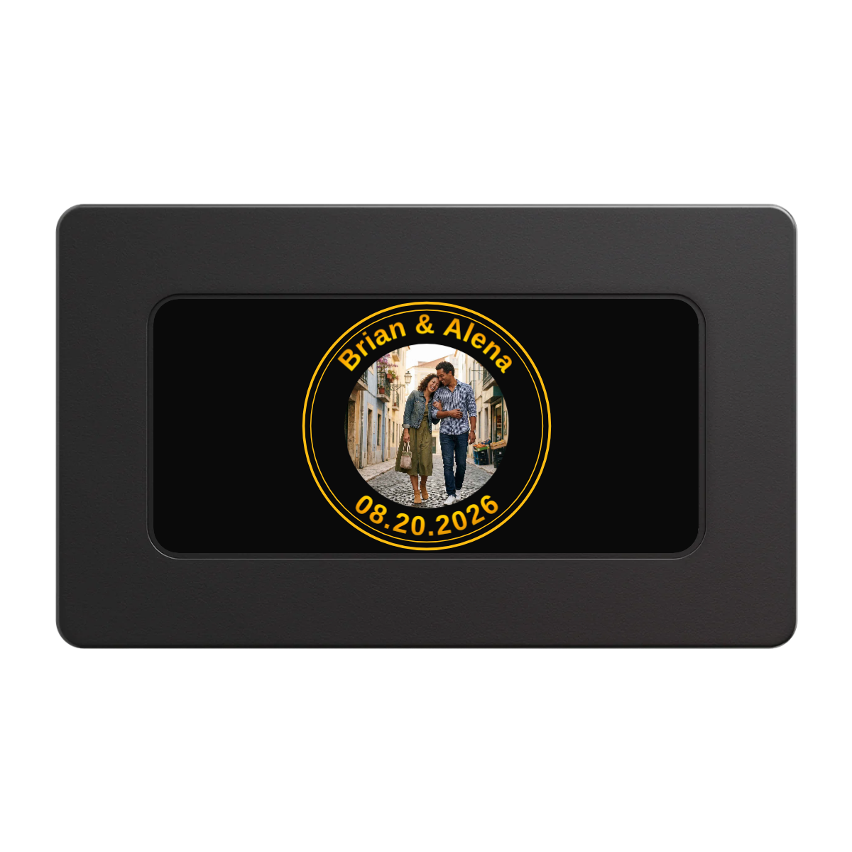 Save the Date Text Rectangular Poker Chip Plaques - Black - Back