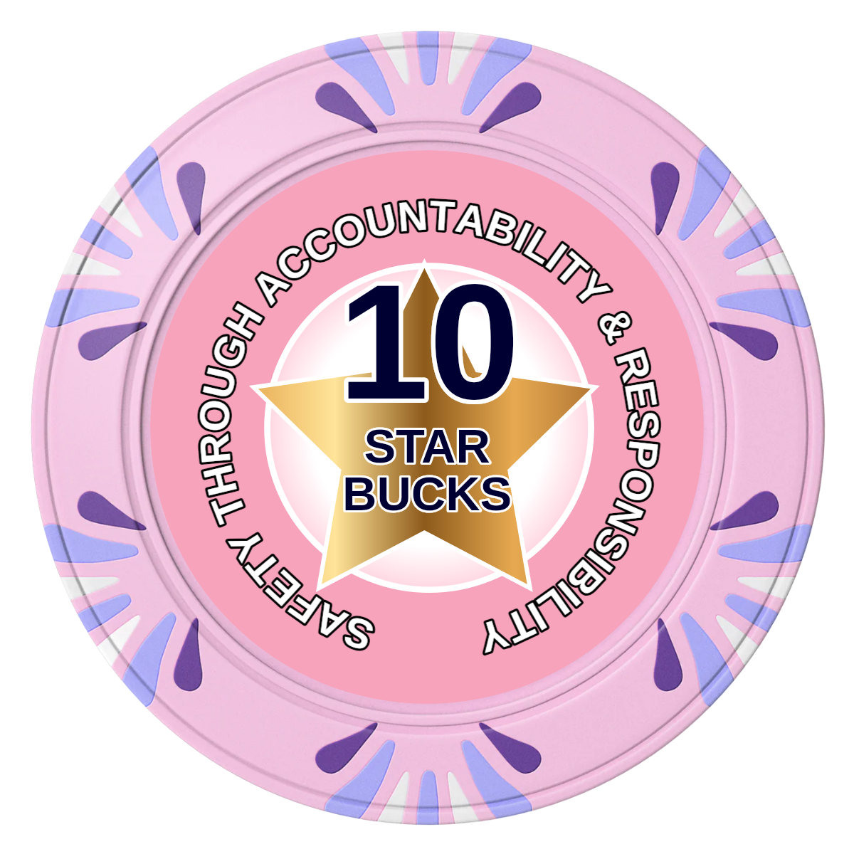 Safety Star Clay Poker Chips - Pink / Macau / 40mm - Front